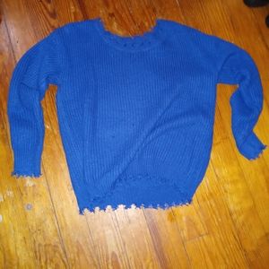 Womans/JuniorsMed-lg Royal Blue Distressed Sweater